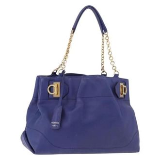Ferragamo Pre-owned Tote Bag - Dames - Pre-owned - Blauw - Maat: ONE Size Leer