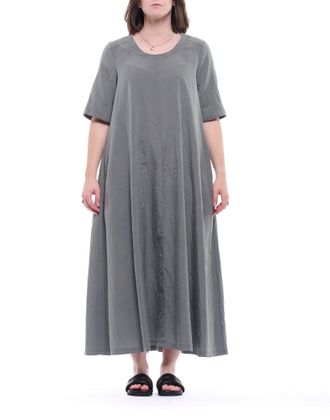 Transit Par-Such Flowing Green Silk Blend Maxi Dress with Relaxed Silhouette