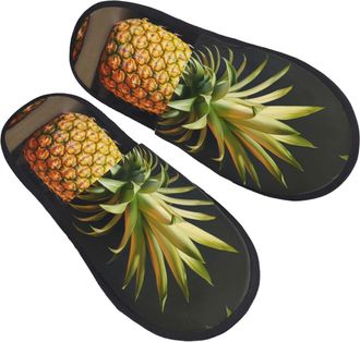 Generic Home Slippers Pineapple Painting Printing Fluffy Slippers Comfy Non Slip Slipper For Hotel Indoor Women L