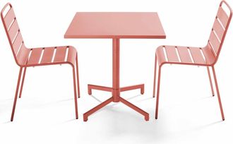 Oviala Mesa y 2 sillas de jard&iacute;n de metal de 70 cm en arcilla