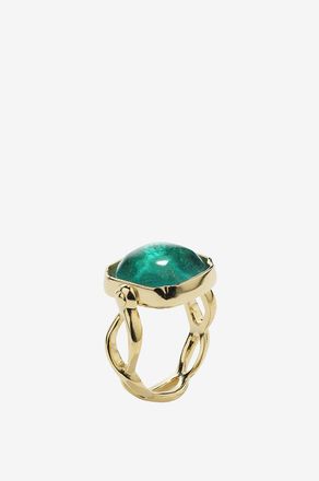 Goossens Paris Goldener Ring mit Kristall Cabochon Carr&eacute;e