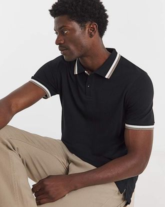 Jacamo Tipped Pique Polo Long
