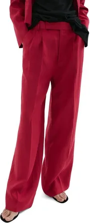 Mango Straight Leg Linen Pants in Red at Nordstrom, Size 2
