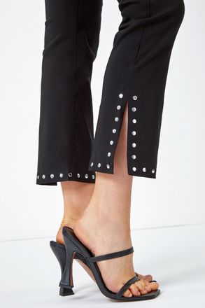 Roman Elastic Waist Stud Detail Cropped Trouser
