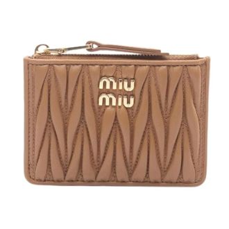 Miu Miu Pre-owned Wallets, female, Brown, Size: ONE SIZE Pre-owned Matelasse MIU Leather Card Case