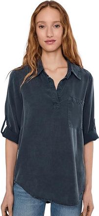 Mod-o-doc Roll Tab, Patch Pocket, Tunic Womens Clothing Vibrant Navy : LG (US 12-14), Tencel