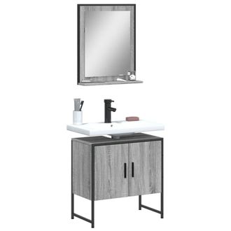 Berkfield Home 2 Piece Bathroom Cabinet Set Grey Sonoma Engineered Wood