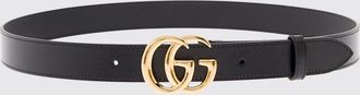 Gucci Cintura in pelle con fibbia con monogramma GG