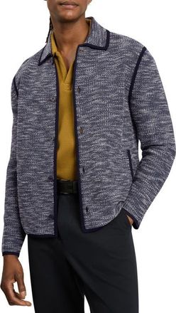 Ted Baker Hannley Textured Shirt Jacket in Navy at Nordstrom, Size 6
