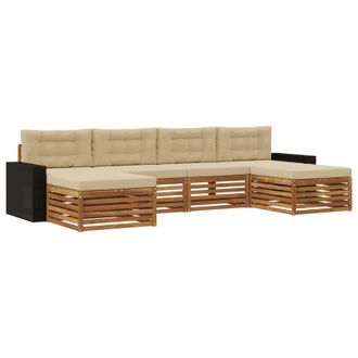 vidaXL Juegos De Sof&aacute;s Con Coj&iacute;n 6 Pcs Madera De Acacia S&oacute;lida Vidaxl