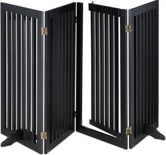Relaxdays Relaxdays - Barrera Seguridad Perros, Valla Protectora, Puerta, 92x206cm, Plegable, Cerca Protecci&oacute;n Mascotas, Negro