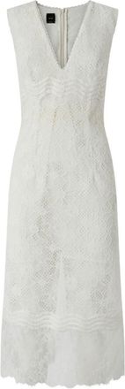 Pinko White Lace Dress With V-Neck
