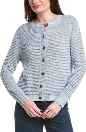 Lafayette 148 New York Textured Stitch Crewneck Linen & Silk-Blend Cardigan