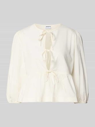 Jake*s Casual Slim Fit Bluse mit tiefem V-Ausschnitt in Offwhite, Gr&ouml;&szlig;e 40