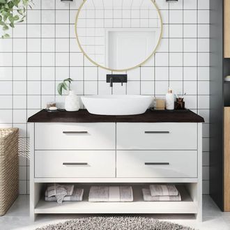 vidaXL Encimera De Ba&ntilde;o Madera Tratada Marr&oacute;n Oscuro 140x60x(2-4) Cm Vidaxl