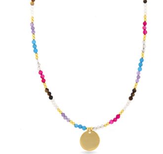 Luxenter Lyhakk Ketting in 925 Sterling Zilver en Veelkleurig Kristal afgewerkt in 18 karaat geel goud