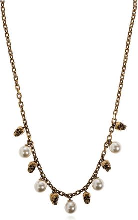 Alexander McQueen Alexander McQueen, Necklaces, female, Yellow, Size: ONE SIZE Pearly Skull Necklace