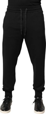 Dolce & Gabbana Black Cotton Mid Waist Jogger Trousers Mens Pants (Pre-Owned)