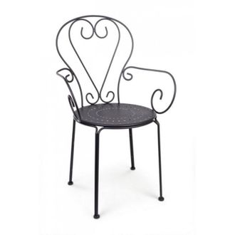 BIZZOTTO Bizzotto - 4x Silla De Jard&iacute;n Con Reposabrazos En Acero Antracita Etienne 49x49x H89 Cm