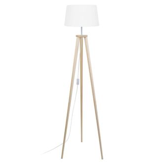 Tosel Lamp&aacute;ra de pie madera Alt.150cm natural ;Pantalla: &eacute;cru