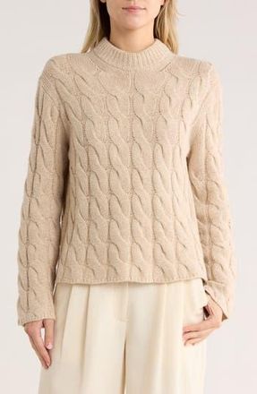 Theory Wool Blend Cable Knit Pullover Sweater in Beige Mouline at Nordstrom Rack, Size Small