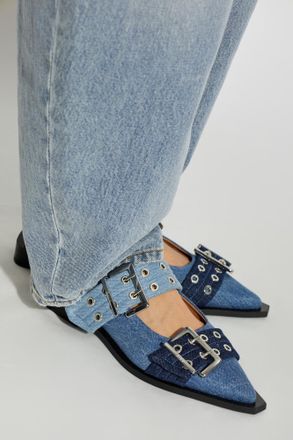 Ganni Denim Shoes With Buckles, Womens, Blue