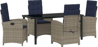 vidaXL Garden Dining Set 5 pcs Grey Poly Rattan Vidaxl