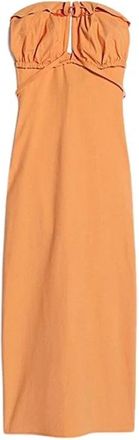 Jacquemus Gestructureerde Midi Jurk met Open Rug - Dames - Casual kleedjes - Oranje - M - Leer - Kleedjes
