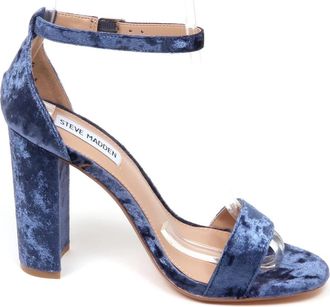 Steve Madden Velvet Sandaal met 10cm Hak - Dames - Sandalen met hakken - Blauw - 38 1/2 EU - Schoenen