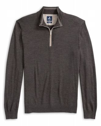 Johnnie-O Mens Raynor Merino Zip Sweater In Cocoa
