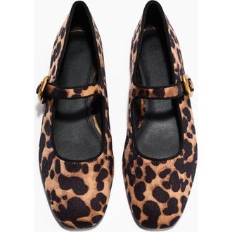 H&M Mary Jane Ballet Flats in Beige/leopard Print at Nordstrom, Size 11