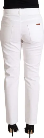 Dolce & Gabbana Womens White Cotton Mid Waist Denim Tapered Jeans Elastane Clothing