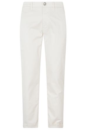 Re-hash White Cotton-Blend Darts Turn-Up Chino Pants
