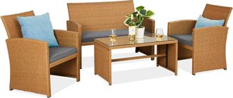 Best Choice Products 4-Piece Outdoor Wicker Patio Conversation Furniture Set w/ Table, Cushions