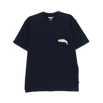 Sebago T-Shirts, male, Blue, Size: XL Printed T-shirt with pocket