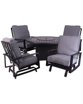 Courtyard Casual Creative Outdoor Products Courtyard Casual Santorini Black Aluminum 5Pc Motion Fire Pit Seating Group