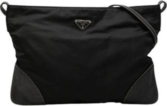 Prada Pre-owned Nylon Leather Shoulder Bag - Dames - Vintage Schoudertas - Zwart - ONE Size - Nylon - Vintage