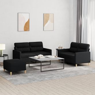 vidaXL Vidaxl - Juego De Sof&aacute;s Con Cojines 3 Piezas Tela Negro
