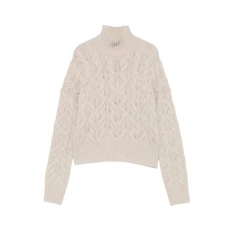Max Mara Comfortabele Trui van Wol en Kasjmier - Dames - Coltruien - Beige - S - Wol - Truien & Vesten