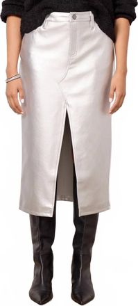 Sanctuary Leather Like Midi Skirt In Silver