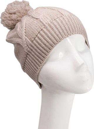 Chinti and Parker Taupe Merino Wool Pom Pom Beanie