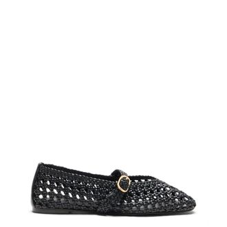 Stuart Weitzman Ballerinas, female, Black, Size: 8 1/2 US Prim Woven Mary Jane