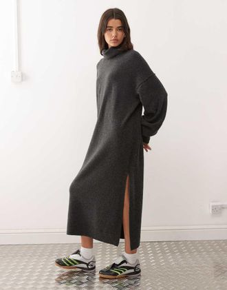Weekday Vestito maglia dolcevita lungo color nero m&eacute;lange - In esclusiva per ASOS