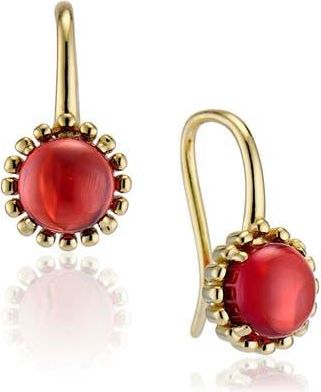 House of Frosted 14K Yellow Gold Garnet Cabochon Drop Earrings at Nordstrom Rack