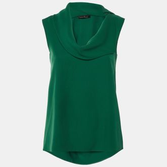 Carolina Herrera Green Crepe Drape Neck Top