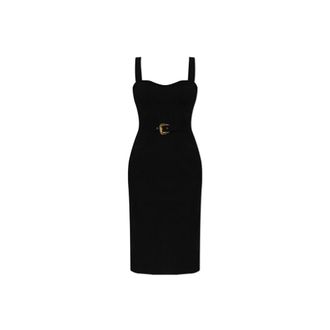 Versace Jeans Couture Midi Dresses, female, Black, Size: 2XS Pencil Dress With Spaghetti Straps