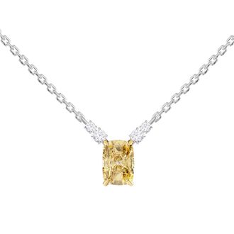 Diamond2Deal 925 Sterling Silver 2.14 Ct Radiant Cut Lab Grown Diamond Pendant Necklace 18 VVS2