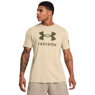 Under Armour Mens Freedom Graphic Short Sleeve T-Shirt, (290) Desert Sand/Marine Od Green/Logo, X-Large