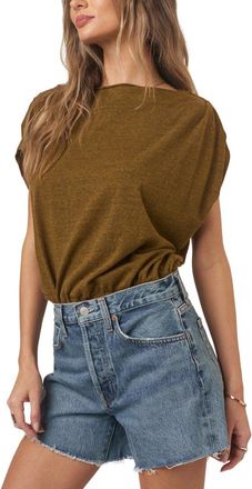 Project Social T Estelle Heathered Pleated Shoulder Top