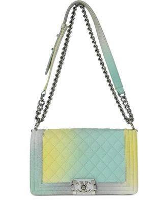 Chanel 2017 Boy caviar-leather shoulder bag - Blue